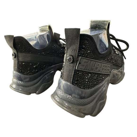 NWOT Steve Madden Maxima-R Black Rhinestone Embellished‎ Sneakers Women's Size 8 - Picture 12 of 16